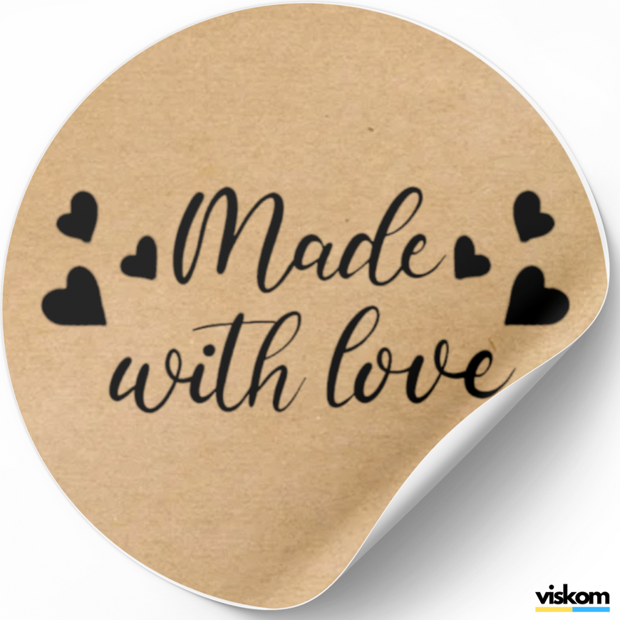 Kraft etiket ⌀50 mm &laquo;Made with love 02&raquo; (250 adet/rulo) kendinden yapışkanlı 50brownmadewithlove02 photo
