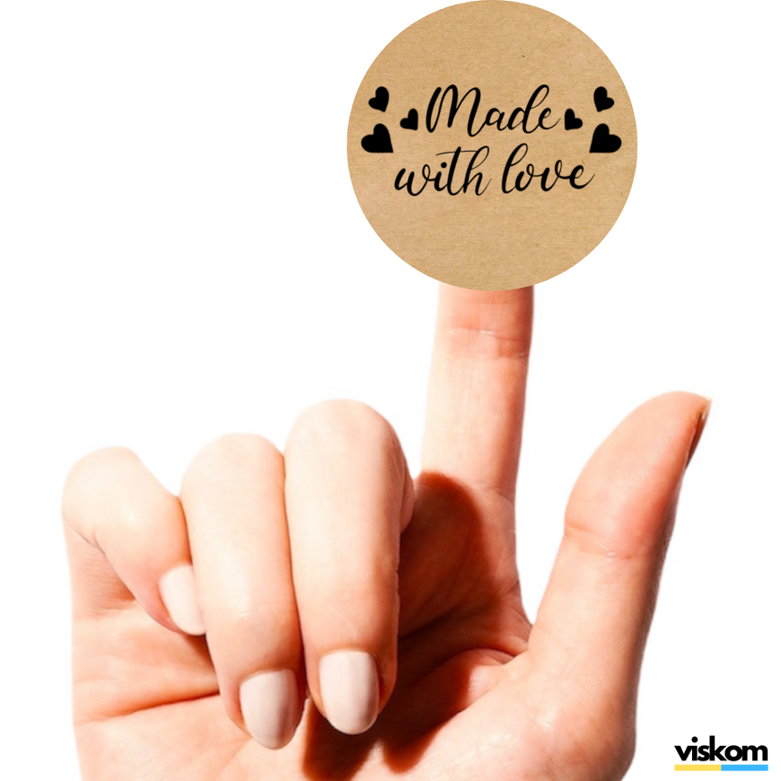 Kraft etiket ⌀50 mm &laquo;Made with love 02&raquo; (250 adet/rulo) kendinden yapışkanlı 50brownmadewithlove02 photo