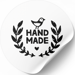Етикетка біла ⌀50 мм &laquo;Handmade 06&raquo; (250 шт/рулон) самоклеюча 50whitehandmade06 фото