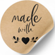 Kraft etiket ⌀50 mm &laquo;Made with love 03&raquo; (250 adet/rulo) kendinden yapışkanlı 50brownmadewithlove03 photo 2