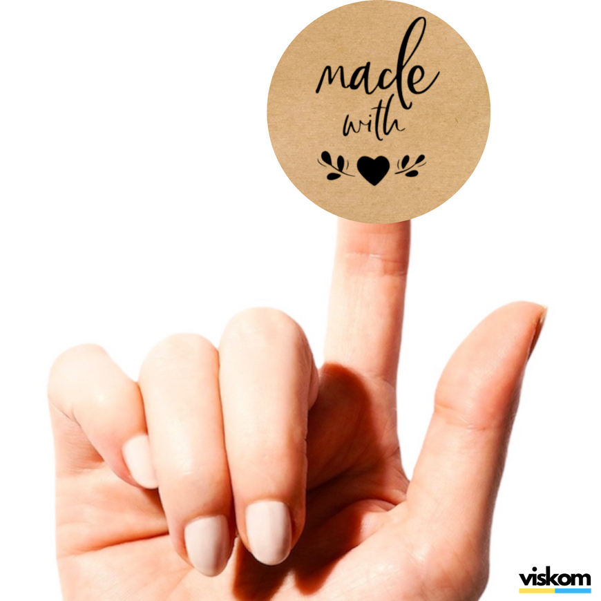Kraft etiket ⌀50 mm &laquo;Made with love 03&raquo; (250 adet/rulo) kendinden yapışkanlı 50brownmadewithlove03 photo