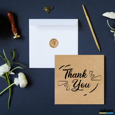 Етикетка крафт 100x100 мм "Thank You 06" (100 шт/рулон) з друком, самоклеюча Viskom 100100Thankyou06 фото