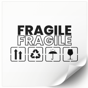 Етикетка біла 100х100 мм &laquo;Fragile 02&raquo; (100 шт/рулон) самоклеюча 100100whiteFragile02 фото