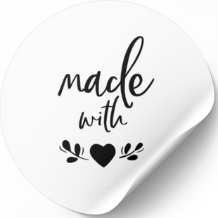Етикетка біла ⌀50 мм &laquo;Made with love 03&raquo; (250 шт/рулон) самоклеюча 50whitemadewithlove03 фото