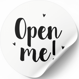Beyaz etiket ⌀50 mm &laquo;Open Me 04&raquo; (250 adet/rulo) kendinden yapışkanlı 50whiteOpenme04 photo