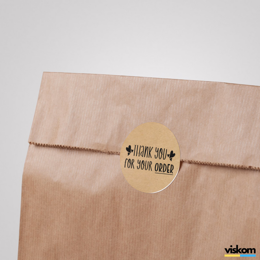 Kraft etiket ⌀50 mm "Thank You 15" (250 adet/rulo) kendinden yapışkanlı 50brownthankyou15 photo