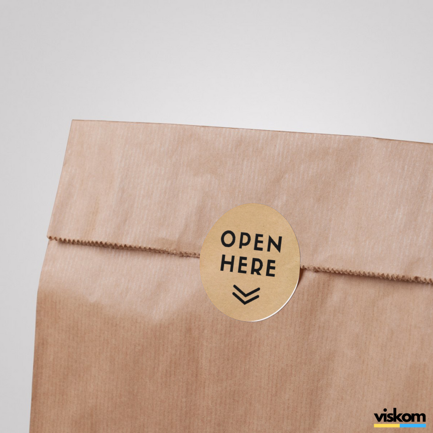 Kraftpapier-Etikett ⌀50 mm &laquo;Open Me 05&raquo; (250 St&uuml;ck/Rolle), selbstklebend 50brownOpenme-05 photo
