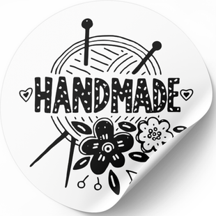 Beyaz etiket ⌀50 mm &laquo;Handmade 10&raquo; (250 adet/rulo) kendinden yapışkanlı 50whitehandmade10 photo