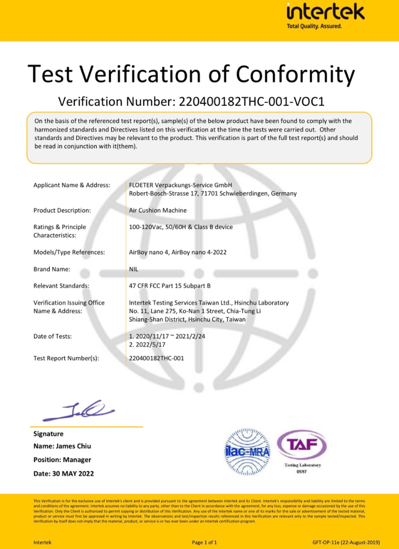 CE certificate AirBoy nano4