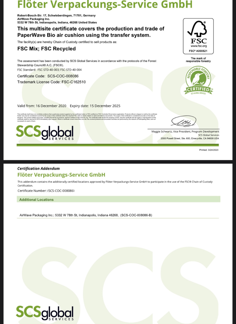 FSC® (C162510) Certificate